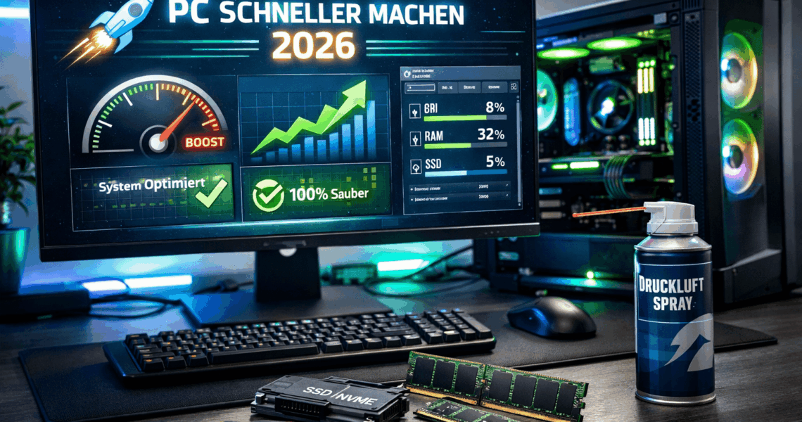 PC schneller machen durch Windows Optimierung, SSD Upgrade und Hardware Verbesserung