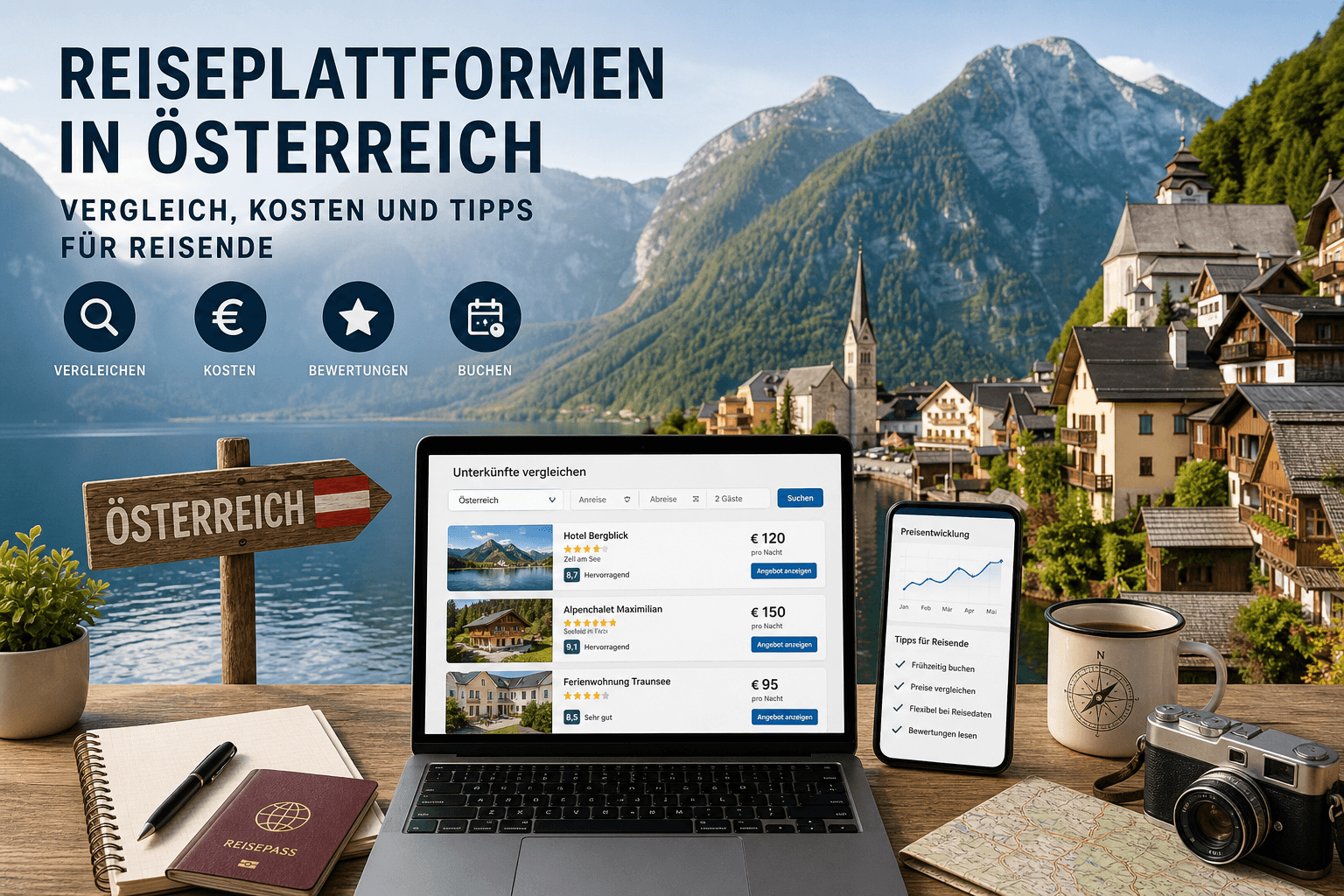 Reiseplattformen in Österreich mit Vergleich von Unterkünften, Preisen und Buchungsmöglichkeiten
